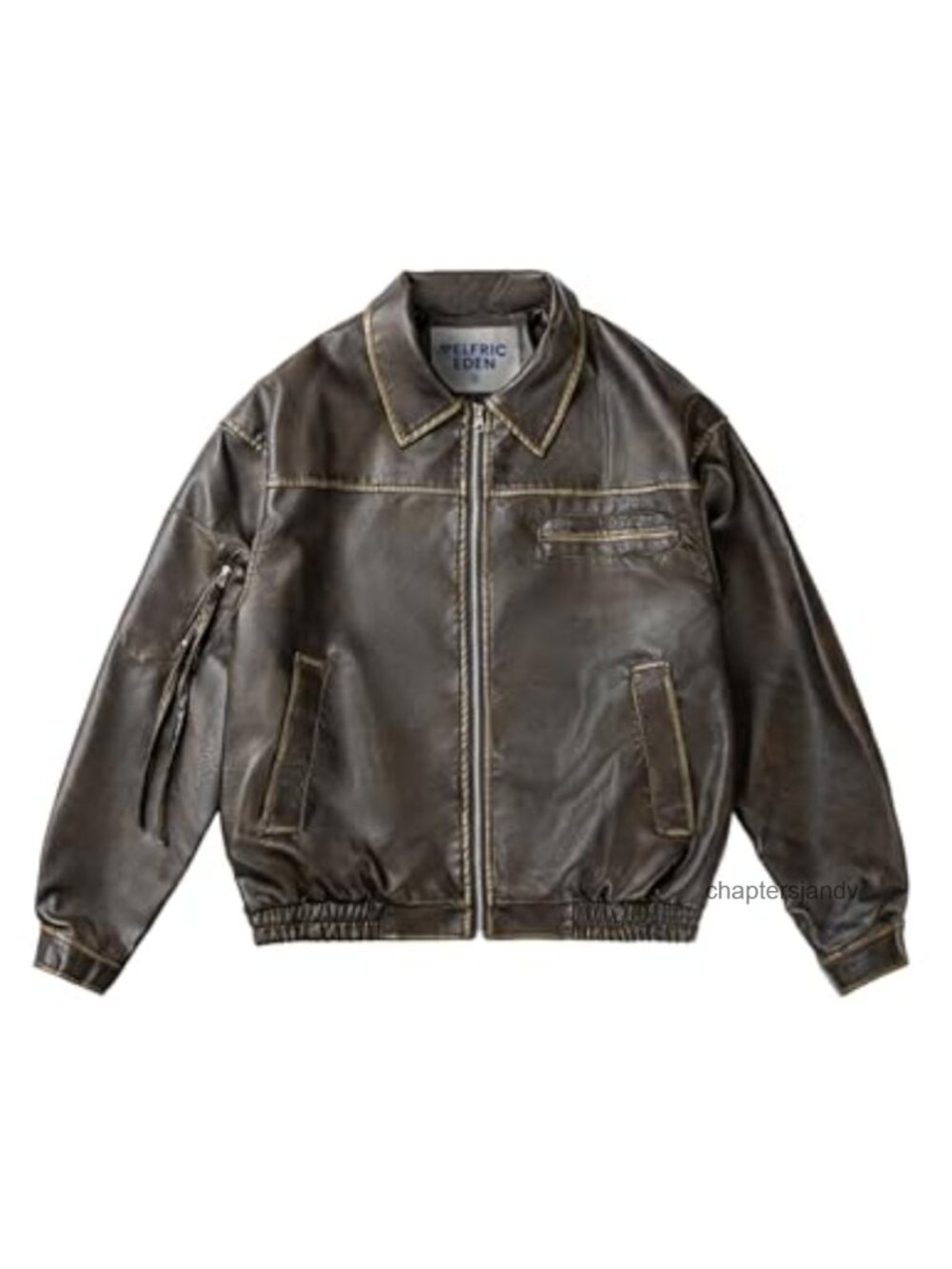 Faux Leather Cropped Jacket Multi Pocket Utility Zip Oversized Streetwear